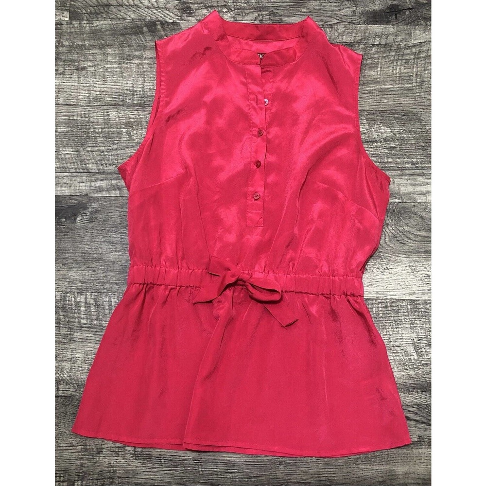 Merona Shirt Size M Womens Red Pink Sleeveless Elastic Waist Casual D3